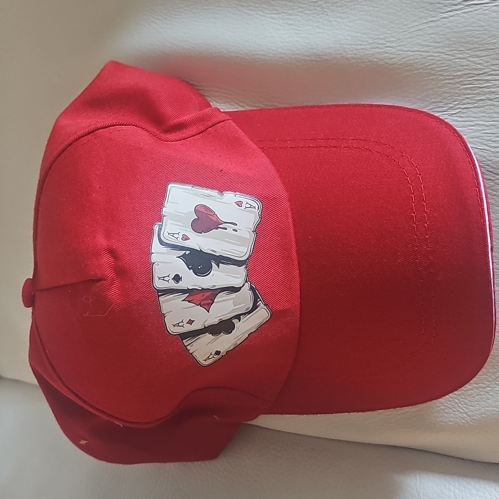 Quad Aces Unisex Poker Ball Cap in Red OS